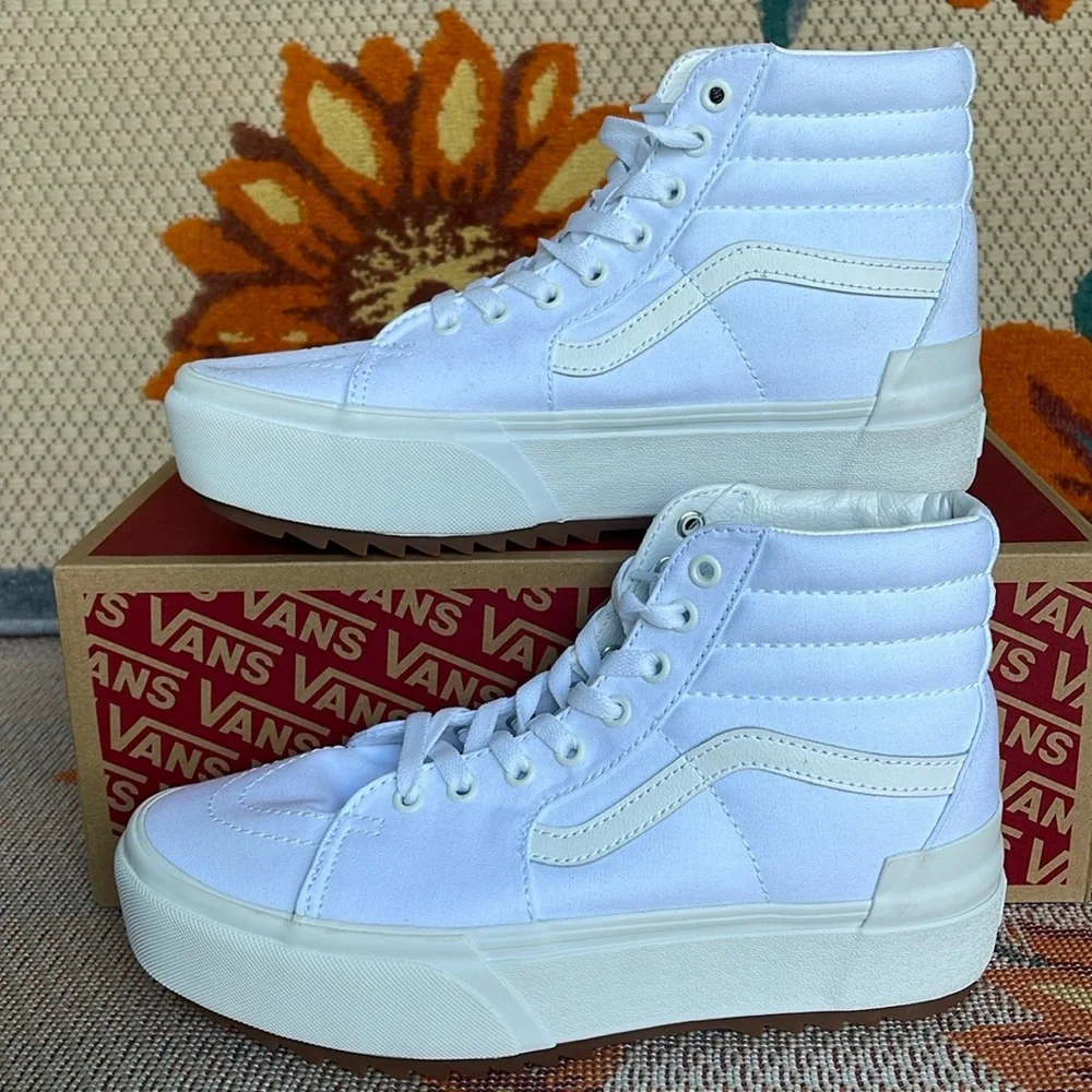 Vans WMNS Sk8-Hi Stacked (Canvas) True White VN0A4BTWL5R Platforms Sneakers NIB